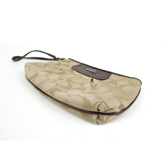 Coach Signature Khaki Brown Ashley Wristlet - Picture 5 of 12